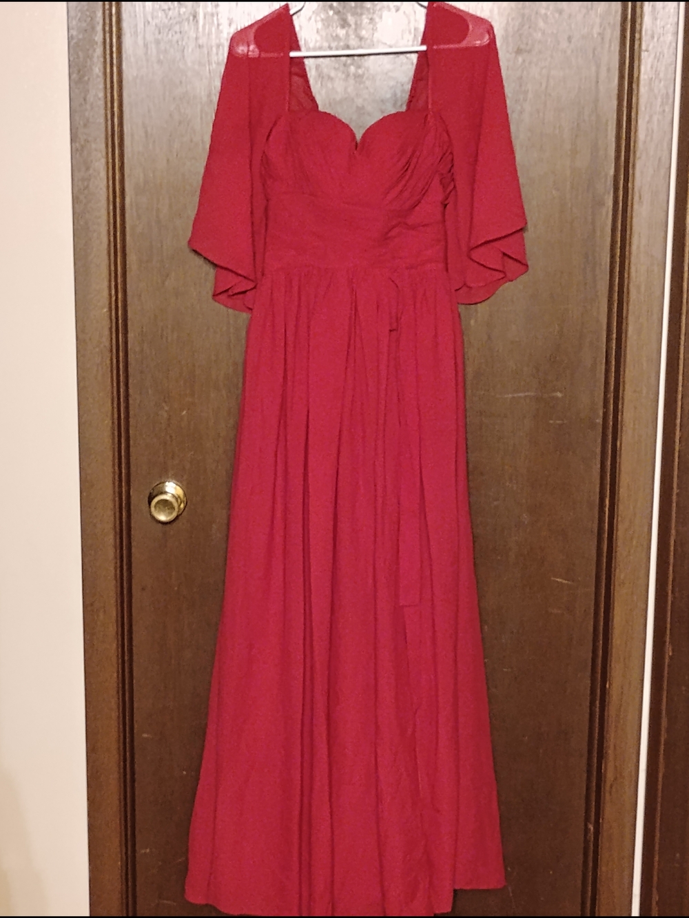 Source Unknown Red Maxi Dress with Cape Sleeves